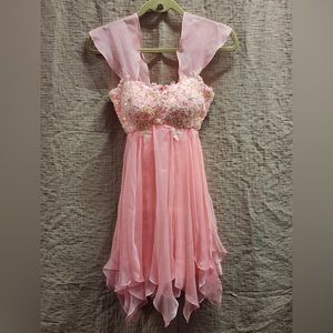 La Femme Prom Dress Pink/Gold Party Cocktail Homecoming Chiffon Dress Size 2